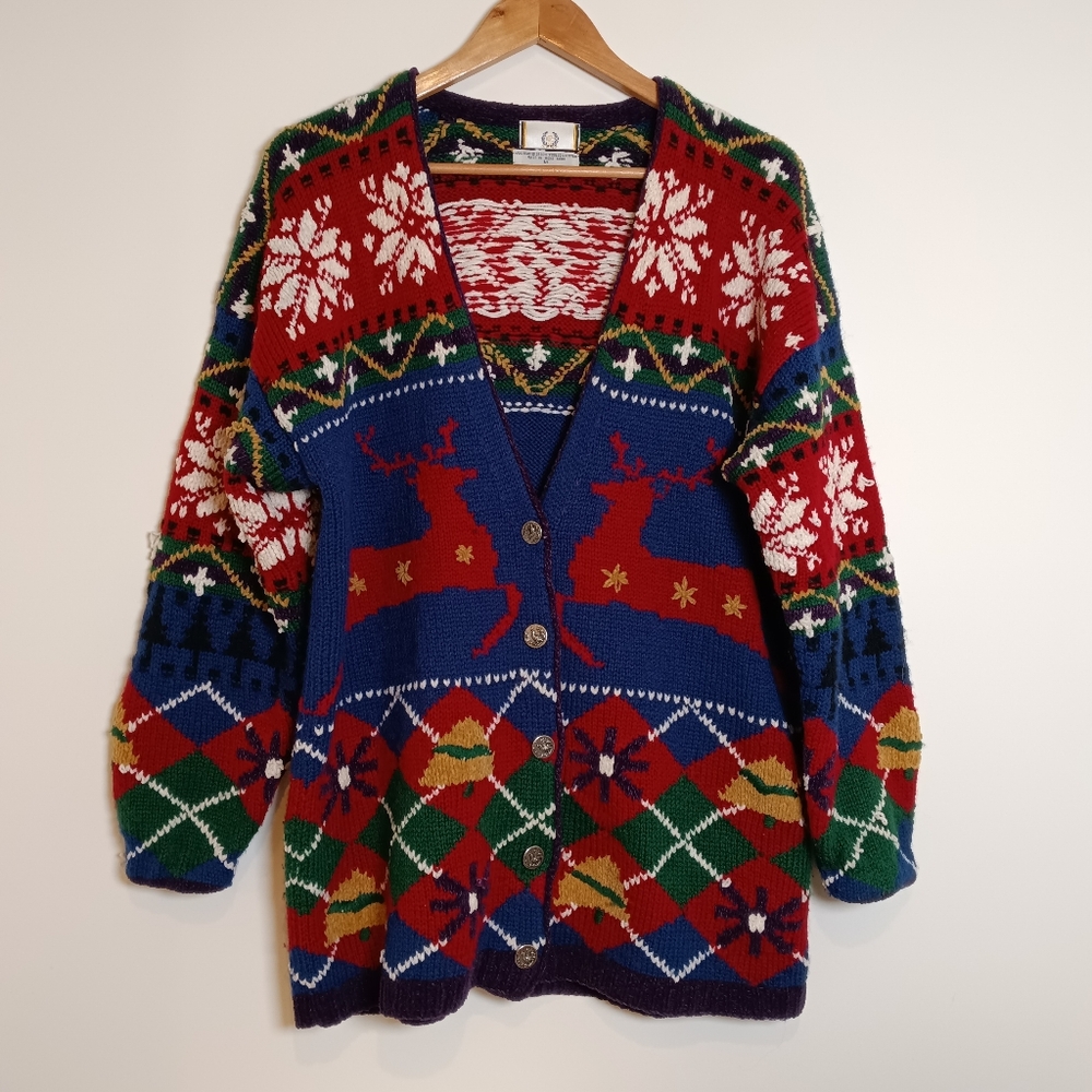 Mackinaw Inc Vintage Hand  Framed Wool/Cotton Cardigan Sweater